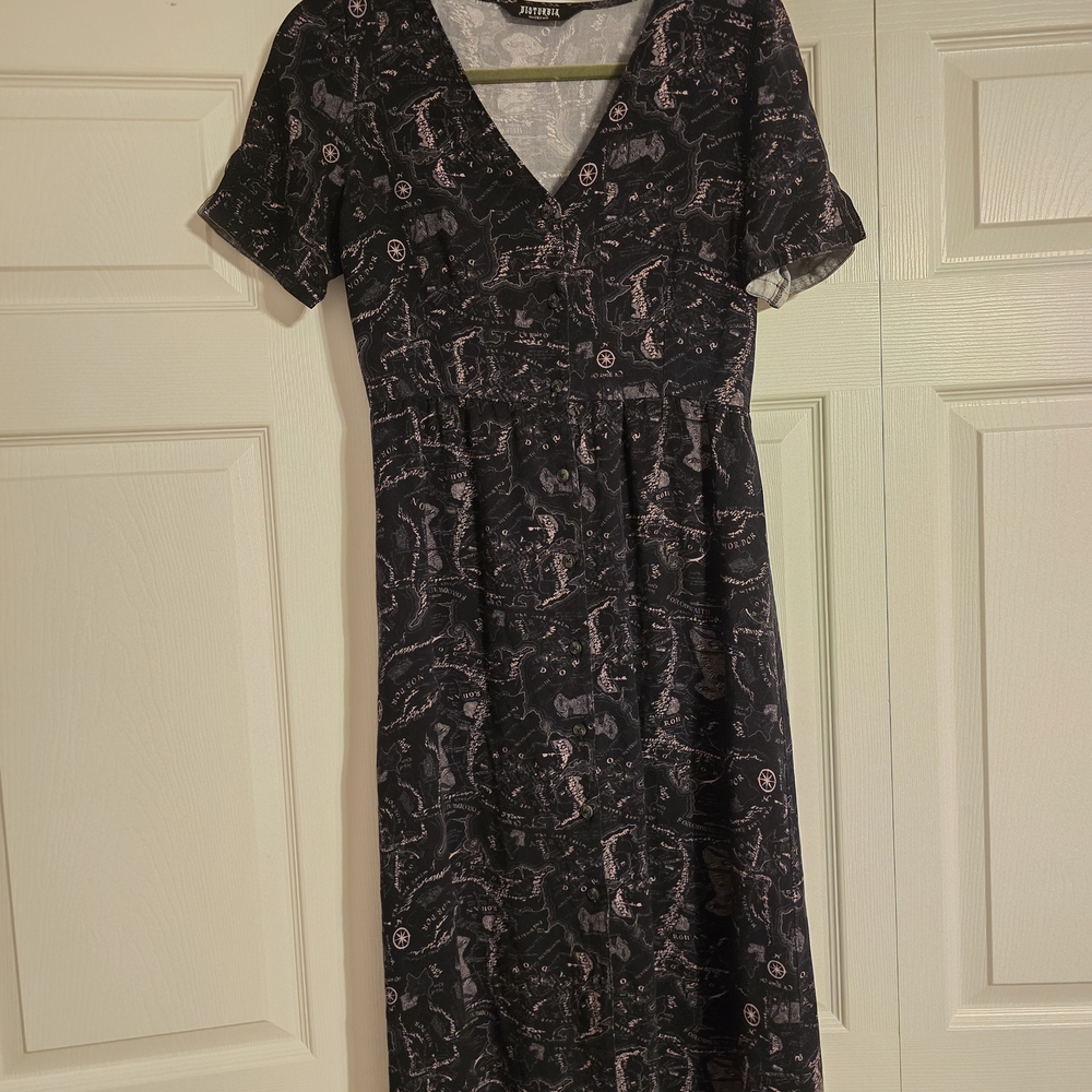 Disturbia Black and Pink Patterned Midi Dress